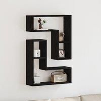 Wall Shelves 2 Pack Black Oak 50x15x85 cm Made from Engineered Wood