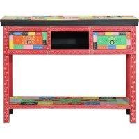 Multi-Colored Console Table 100x30x75 cm Made of Solid Mango Wood