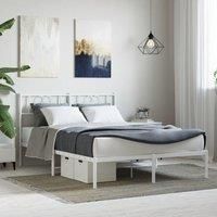 Metal Bed Frame with Headboard White 160x200 cm