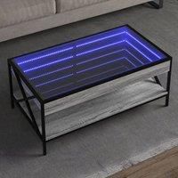 Coffee Table with Infinity LED Grey Sonoma 90x50x38 cm