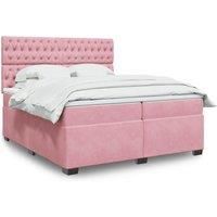Box Spring Bed with Mattress Pink 200x200 cm Velvet