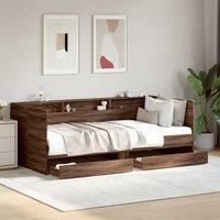 Daybed with Drawers without Mattress Brown Oak 75x190 cm Small Single