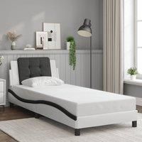 Bed Frame without Mattress White and Black 100x200 cm Faux Leather