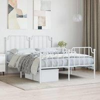 Metal Bed Frame with Headboard and Footboard White 140x190 cm