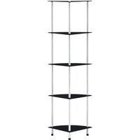 5-Tier Shelf Black 30x30x130 cm Tempered Glass