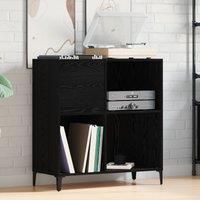 Record Cabinet Black Oak 84,5x38x89 cm Engineered Wood