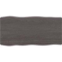 Table Top Dark Grey 80x40x(2-6) cm Treated Solid Wood Live Edge