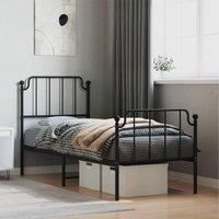 Metal Bed Frame without Mattress with FootboardBlack 75x190cm