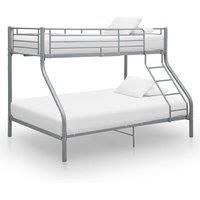 Bunk Bed Frame Grey Metal 140x200 cm/90x200 cm