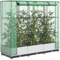 Raised Bed with Greenhouse Cover Rattan Look 120x40x123 cm