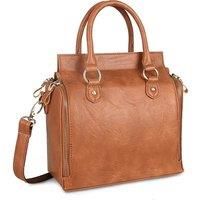 Women'S Retro Faux Leather Multi-Pocket Tote Bag