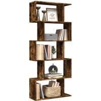 Room Divider Bookcase 5-Tier Smoked Oak 70x24x161 cm Engineered Wood