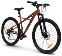Huffy Korros 27.5 Inch Men/'s Mountain Bike Hardtail + Front Suspension + Shimano 21 gears MTB, Bronze