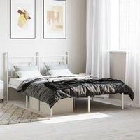 Metal Bed Frame without Mattress with Headboard White 140x190cm