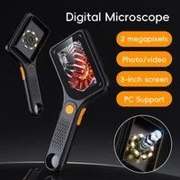 Digital Microscope Handheld 3.0 inch IPS Color Screen Autofocus 2MP Coin Video Microscopes 500x