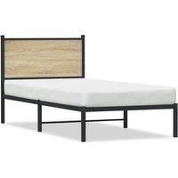 Metal Bed Frame without Mattress Sonoma Oak 75x190 cm Small Single