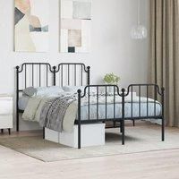Metal Bed Frame with Headboard and Footboard Black 120x200 cm