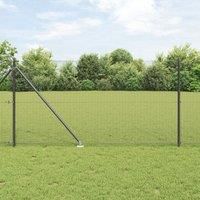 Welded Wire Fence with 13 Spike Posts Grey 1x50 m Steel