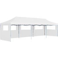 Folding Pop-up Party Tent with 5 Sidewalls 3x9 m White