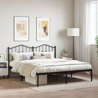 Metal Bed Frame with Headboard Black 183x213 cm