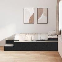Storage Bed Frame Black Oak 80x200 cm