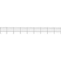 Garden Fence with Hoop Top Steel 15.3x1.2 m Black