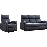 1 Or 3 Seater Luxury Bounded Leather Grey Recliner Sofa