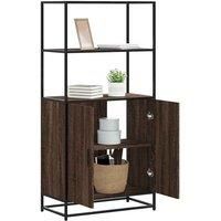 Highboard Brown Oak 68x35x139 cm Engineered Wood and Metal