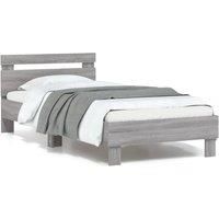 Bed Frame without Mattress with LED Lights Grey Sonoma 90x190 cm Single