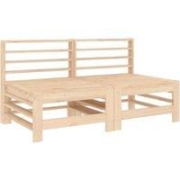 Garden Middle Sofas 2 pcs Solid Wood Pine