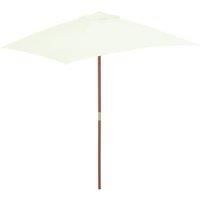 Outdoor Parasol with Wooden Pole 150x200 cm Sand