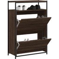 Shoe Cabinet Brown Oak 75x34x112 Engineered Wood