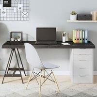 Table Top Dark Grey 160x50x(2-6) cm Treated Solid Wood Oak