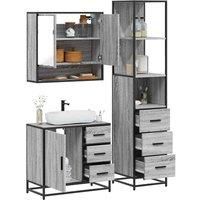3 Piece Bathroom Furniture Set Grey Sonoma Engineered Wood