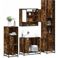 4Piece Bathroom Furniture SetSmoked Oak Engineered Wood