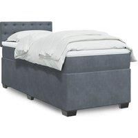 Box Spring Bed with Mattress Dark Grey 100x200 cm Velvet