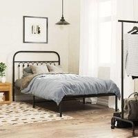 Metal Bed Frame without Mattress with Headboard Black 100x190cm