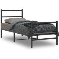 Metal Bed Frame without Mattress with FootboardBlack 80x200cm