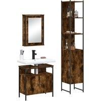3 Piece Bathroom Furniture Set Smoked Oak Engineered Wood