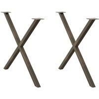 Dining Table Legs X-Shaped 2 pcs Natural Steel 90x(72-73) cm Steel