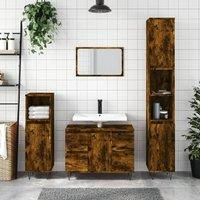 Bathroom Cabinet Smoked Oak 80x33x60 cm Engineered Wood