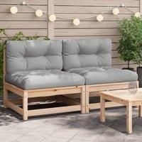 Garden Sofas Armless with Cushions 2 pcs Solid Wood Pine
