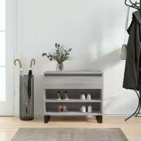 Soft Grey Shoe Cabinet 70x36x60cm Wooden Storage Organiser