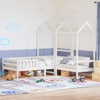 Bed and Bench Set with Roof without Mattress White 80x200 cm