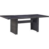 Garden Dining Table Black 200x100x74 cm Glass and Poly Rattan