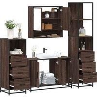4Piece Bathroom Furniture SetBrown Oak Engineered Wood