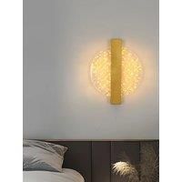 Modern Accent LED Wall Light, Round Acrylic Lampshade with Gold Flakes,12W Warm Light, for Bedroom & Living Room