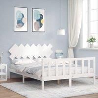 Bed Frame with Headboard White 140x200 cm Solid Wood