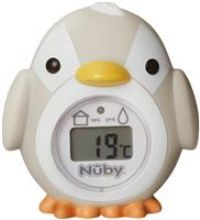 Nuby Penguin Bath & Room Thermometer, Easy To Read Display, Suitable From 0 Months Plus, Grey