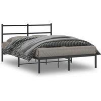 Metal Bed Frame without Mattress with Headboard Black 140x200cm
